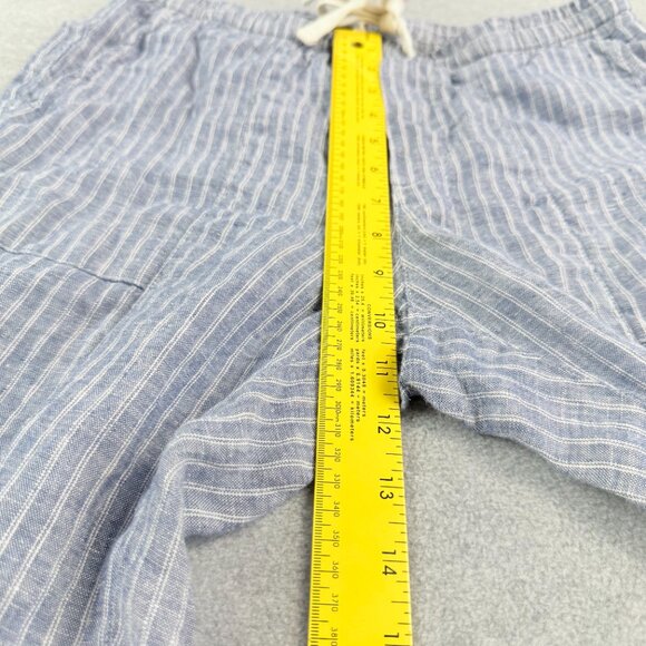 Roots Women’s S/P Striped Linen Drawstring Pants -Lt. Blue Pinstripe Relaxed Fit - Picture 11 of 11
